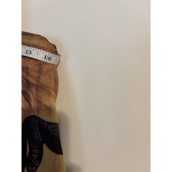 Silk Club Collection Skirt 14 Silk Safari Brown Yellow Midi - Picture 10 of 15